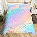Colorful Leopard Bedding Set Queen,Rainbow Gradient Comforter Cover for Boys Girls,Kids Girly Pink Glitter Duvet Cover Set Cheetah Print Bedspread Cover Fashion Teen Bedroom Decor 3 Pcs Bed Collection