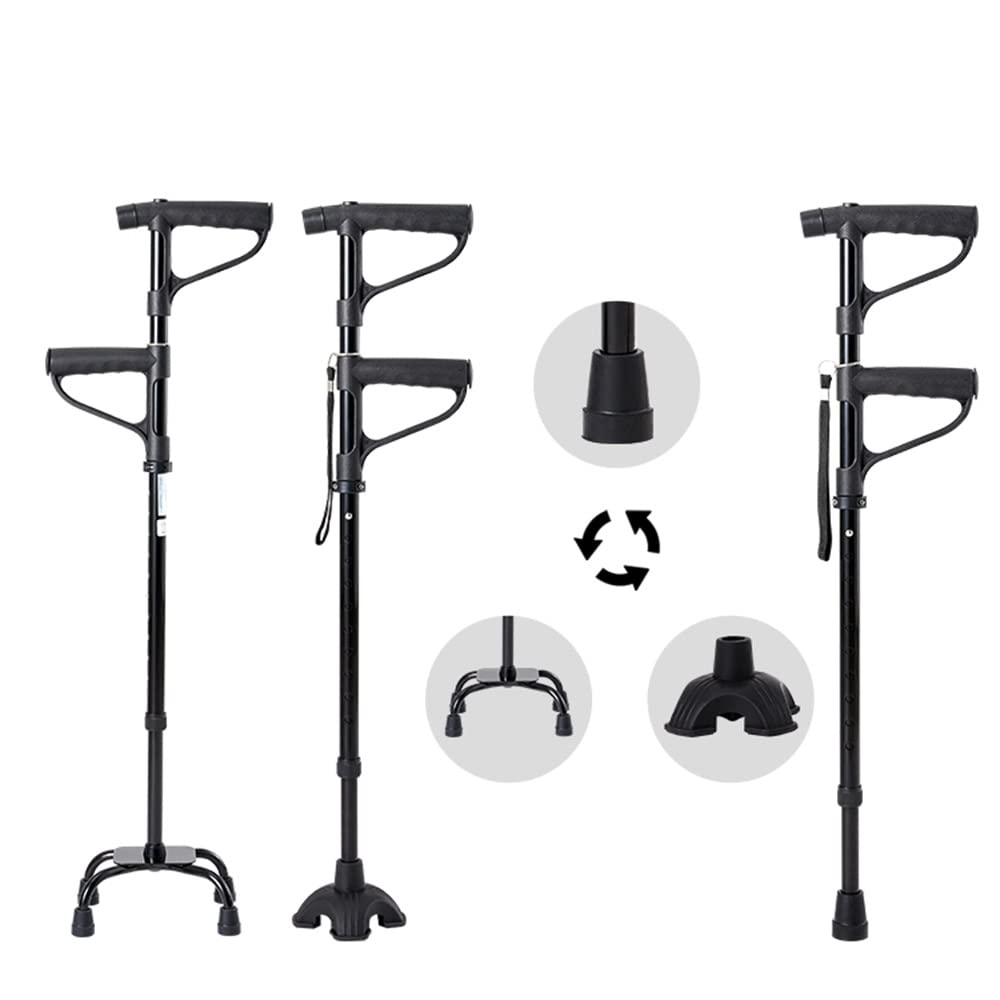 Muletas de antebrazo de Aluminio para Personas Mayores, con luz LED, bastón Ajustable, Ayuda de Movilidad equilibrada telescópica Ligera (Color: 1 muleta+3 Bases)