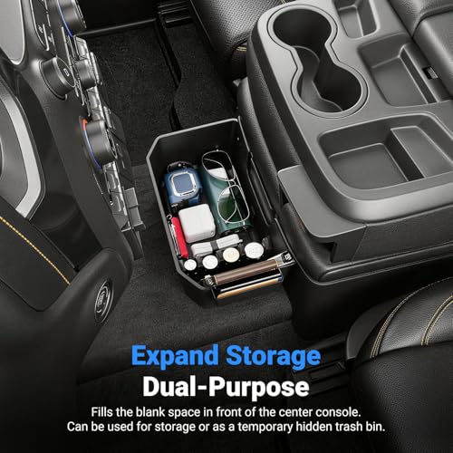 Image of Center Console Hanging Organizer Box Compatible with 2019-2026 Chevy Silverado GMC Sierra 1500 20-26 2500HD 3500HD Console Storage Box Replacement for 2019-2026 Chevy Silverado Accessories