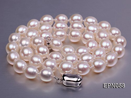 JYX 7-8mm Natural Oval White Freshwater Pearl Necklace Single Strand 20" - Image 5