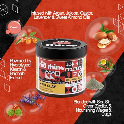 Image of Hair Clay | Keratin, Baobab, Argan, Jojoba, Castor & Sweet Almond Oil | Matte Finish, Strong Hold, Non-Greasy | 100g