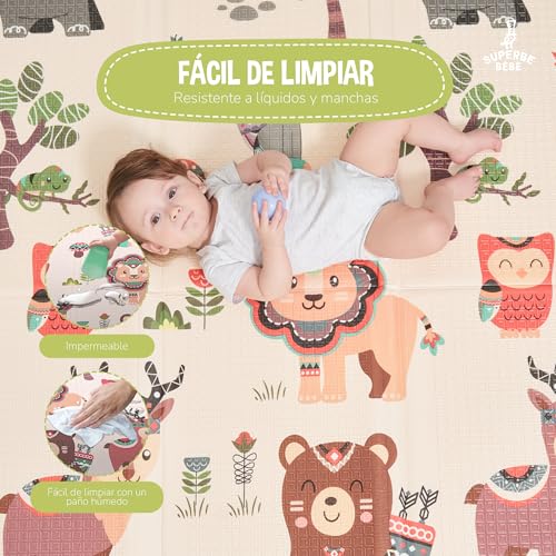 Miniatura 8 de Alfombra De Juego Para Niño Bebe 150 X 180 X 1 Cm Alfombra De Suelo Xxl De Espuma Gruesa Plegable Reversible Tapete De Despertar Para Bebé Tapete De Motricidad Que Favorece El Desarrollo