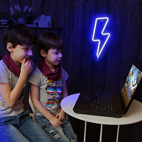 Image of Lumoonosity Lightning Bolt Neon Signs, USB Powered Led Lightning Bolt Light with On /Off Switch, Lightning Neon Sign for Wall Decor, Hanging Led Signs, Neon Lights for Bedroom, Gaming Room Setup
