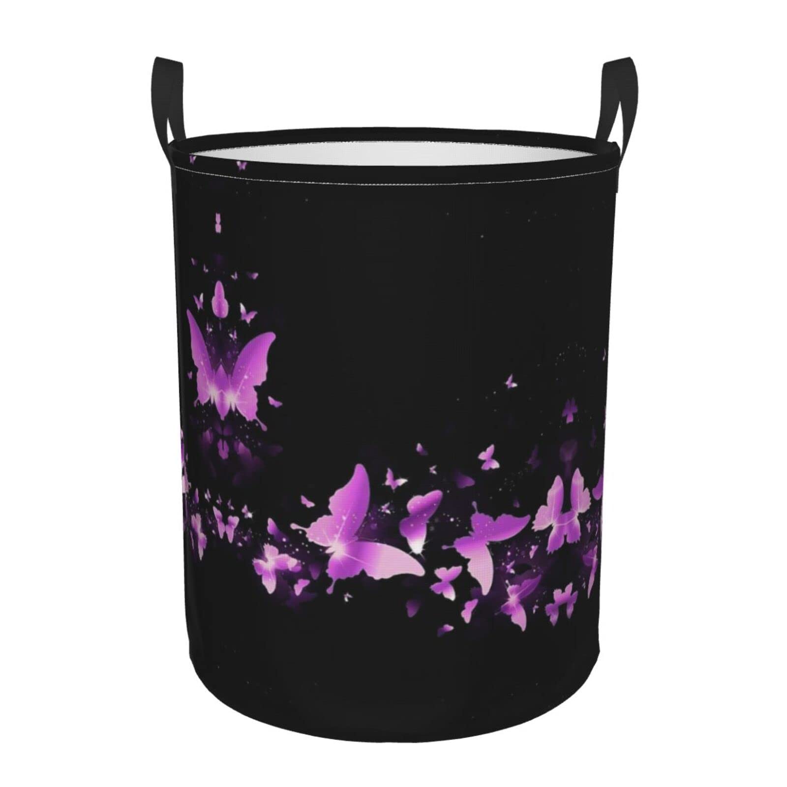 Panier à linge violet papillon idéal pour organiser la salle de bain et la chambre