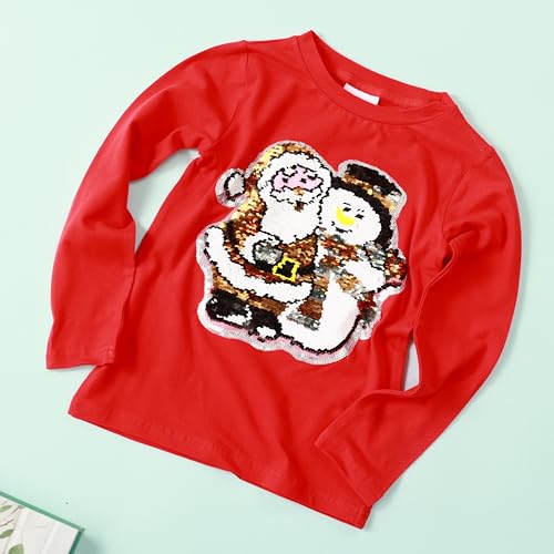 Image of Christmas Shirts for Girls and Boys Flip Sequin Santa Christmas Tree Kids T-Shirt Clothing