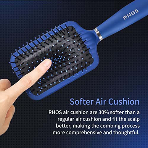 Rhos Paddle Hair Brush For Men-Square Cushion Hair Brush For Detangling-Detangler Hair Brush With Nylon Bristles For Wet&Dry Hair-Men Detangler Hair Brush For Thin,Short,Think Hair(1 Pack-Blue) #TOP3