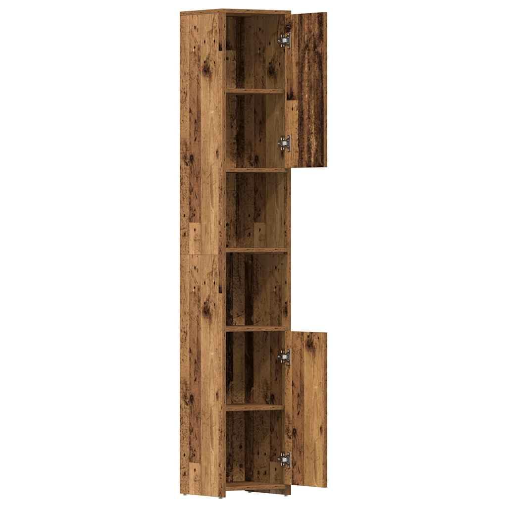 Mobile Colonna da Bagno 30x30x183,5 cm in Legno Tecnico | Armadietto alto salvaspazio per bagno e lavanderia con scomparti interni e dispositivo antiribaltamento.