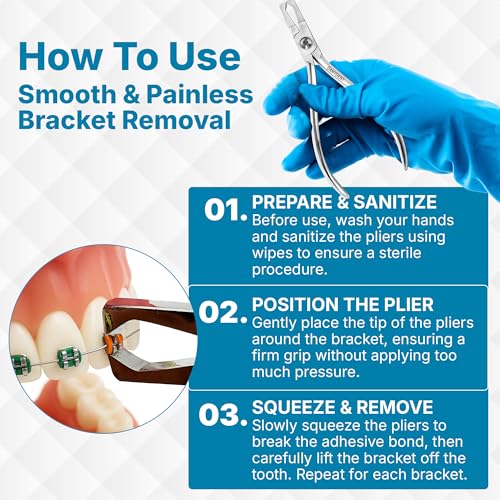 Image of Bracket Remover For Braces - Orthodontic Braces Removal Tool Kit - Professional Braces Removal Kit - Easy To Use Dental Tools Stainless Steel Braces Essentials - 1 x Bracket Remover Plier