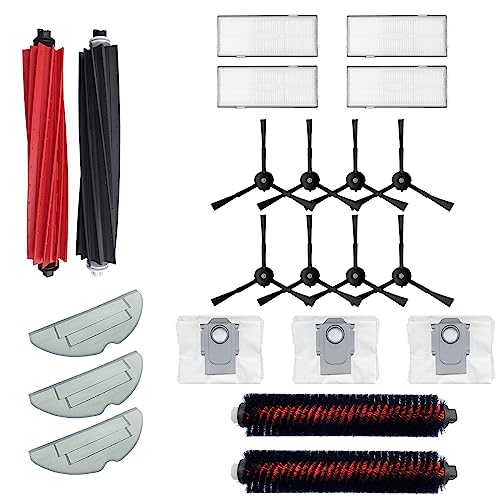 HUAYUWA Vacuum Replacement Parts Compatible with Roborock S8Pro Ultra S8 S8+ G20 Robot Vacuum Cleaner Accessories, 1 Main Brush Set 2 Self-Cleaning Brushes 8 Side Brushes 4 Filters 3 Dust Bags 3 Rags