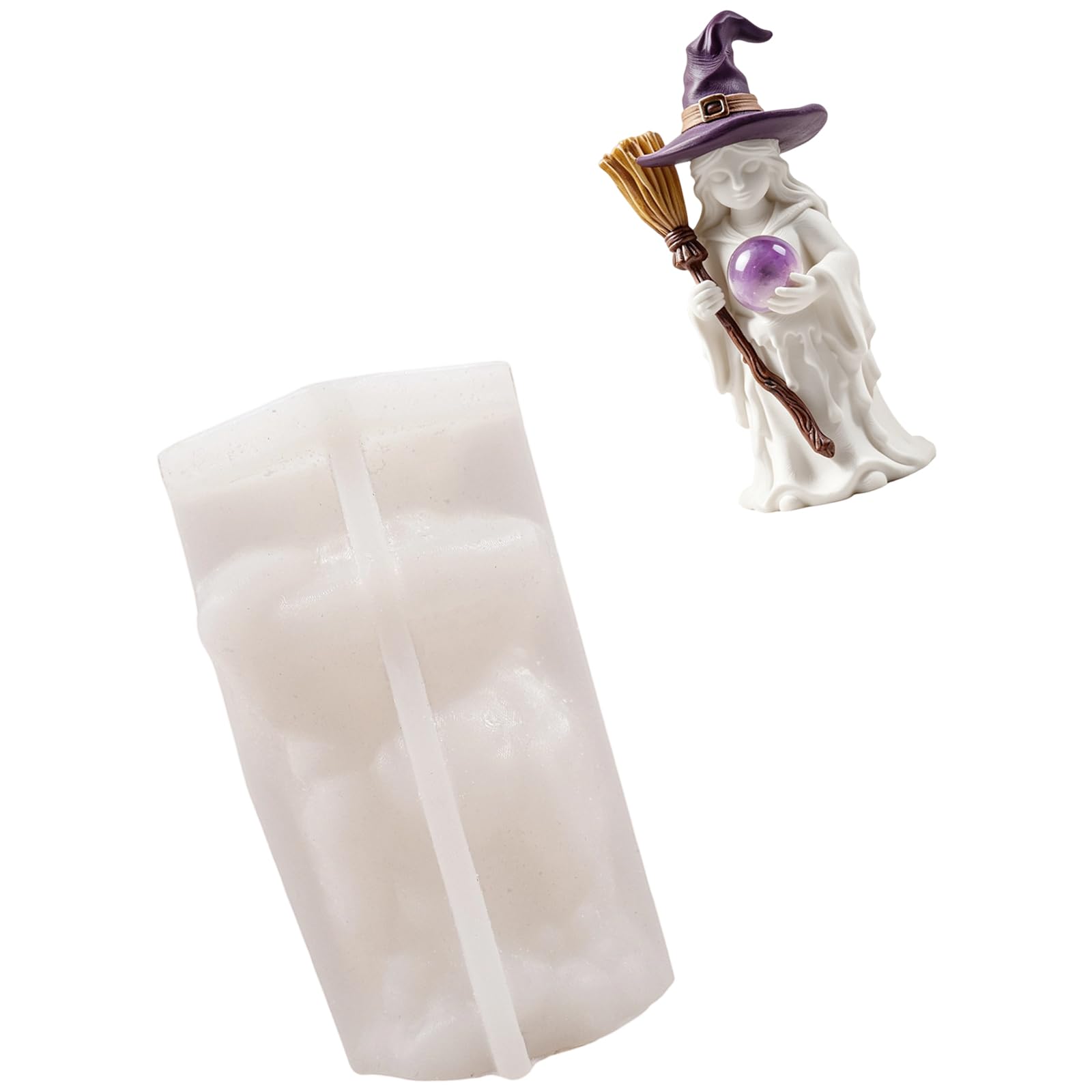 Yjcnelcr Halloween Themed Silicone 3D Witch Statue Silicone Molds for Resin Casting Soap Making Elastomer Making Cast