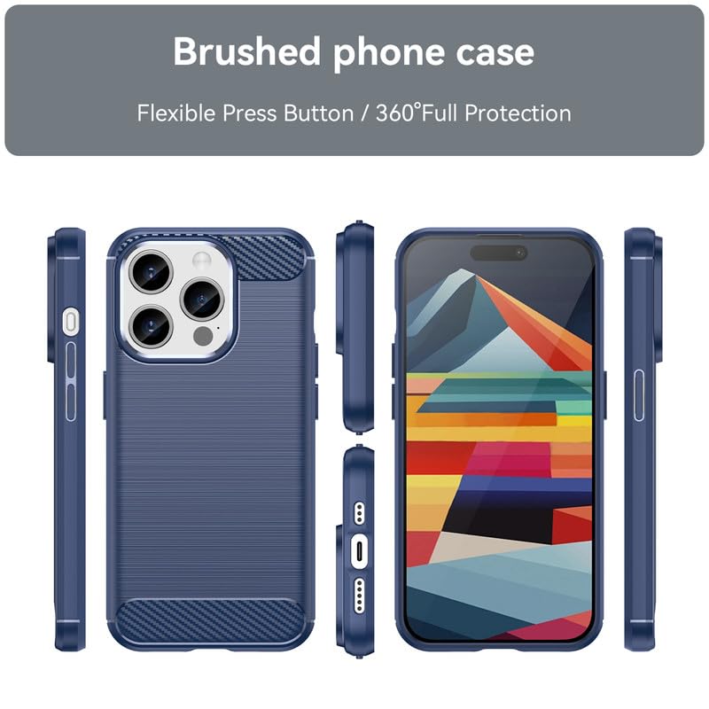 Image of Hybrid Carbon Fiber Back Case for iPhone 15 Pro Max (Blue)