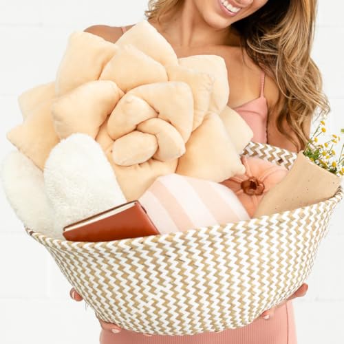 Image of Green Philosophy Co. Succulent Pillow 16 inch - Soft 3D Decorative Flower Throw Pillow, Unique Blush Peach Plush Flower Cushion, Perfect for Couch, Sofa, Bedroom Decor, Gift for Plant Lovers