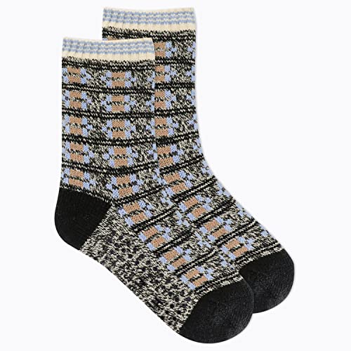Merrell Adult's Sherpa Slipper Crew Socks-Unisex Soft Brushed Inner Layer With Grippers, Black, S/M (Men's 5-8.5 / Women's 5-9.5) #TOP1