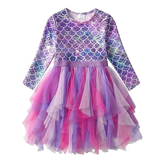 VIKITA Niñas Vestido Sirena Princesa Vestidos Ropa de Niñas Manga Larga Bebe Niñas LH8001 4-5 años