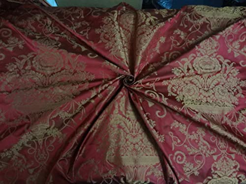 Tissu jacquard taffetas de soie rouille 137cm pour couture robe