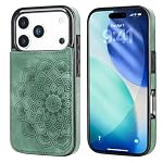 Vaburs for iPhone 18 Pro/17 Pro Wallet Case Mandala Pattern, Dark Green - Image 3