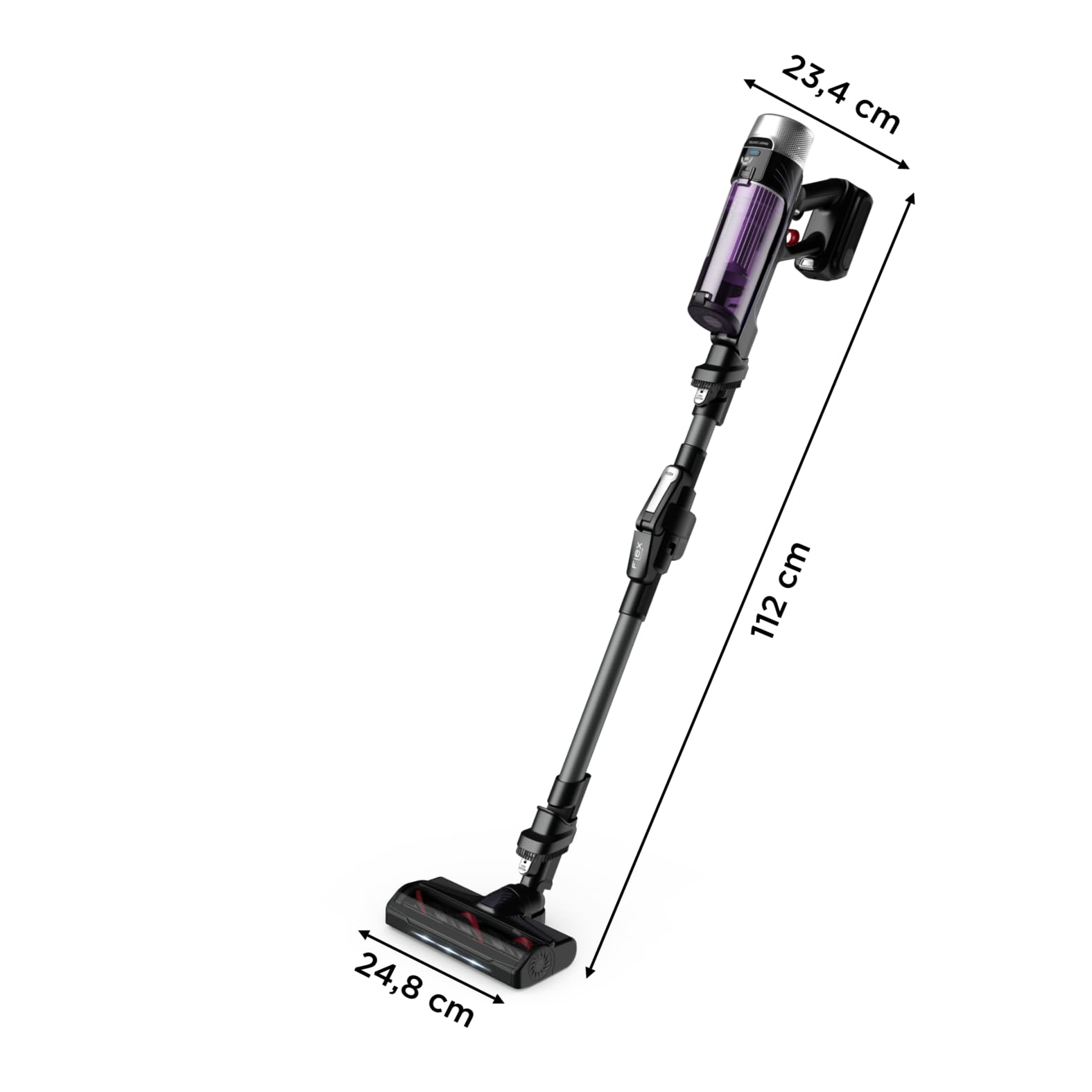 Rowenta X-Force 9.60 Allergy Aspirapolvere Senza Fili, Tecnologia Flex, Autonomia di 45 minuti, Kit Allergia, 100 AirWatt, Viola, RH2038