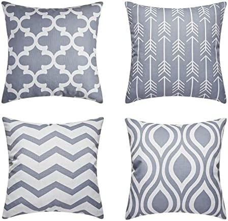 Topfinel Outdoor Colorful Cushion Covers 45cm x 45cm Summer Sofa Bed Faux Linen Colorful Waterproof Cushions Pillow Case 18x18 Scatter Decorative Cover for Livingroom Garden Invisible Zipper,Set of 6