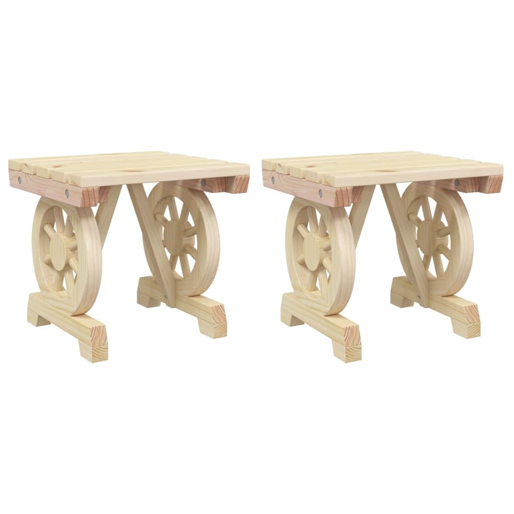 Set di 2 sgabelli da giardino in legno massiccio di abete rosso, 40 x 36,5 x 38,5 cm, design a carrello, per esterni, con braccioli, robusti mobili da giardino per balcone, terrazza