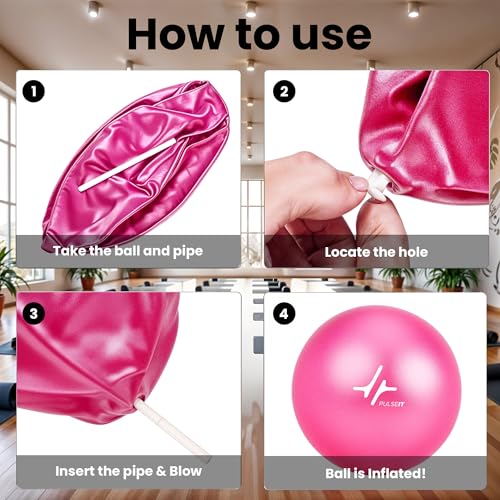 Image of PulseITOrbit Yoga Ball 25cm for Exercise, Balance & Core Strength | Anti-Burst Mini Pilates Ball for Home Workout, Yoga, Stability Training & Physical Therapy | Inflatable Soft Gym Ball (Pink)