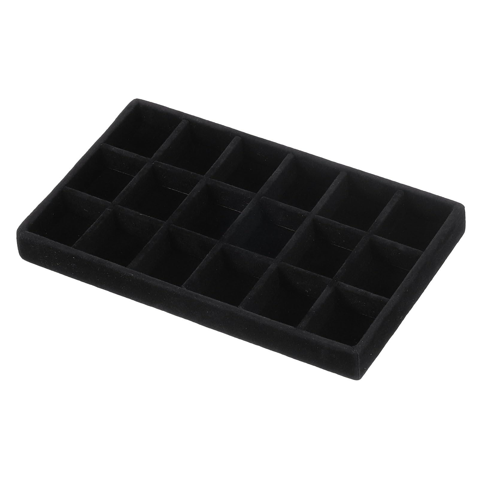 Plateau bijoux velours uxcell, rangement élégant en bois noir pour bagues et colliers