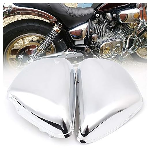 Bil Partscar Tillbehör och lister Batteri sida Fairing Cover Protection Guard Chrome Motorcykel Tillbehör L & R Sida Fit för Yamaha XV700 750 1000 1100 VIRAGO 1984-UP