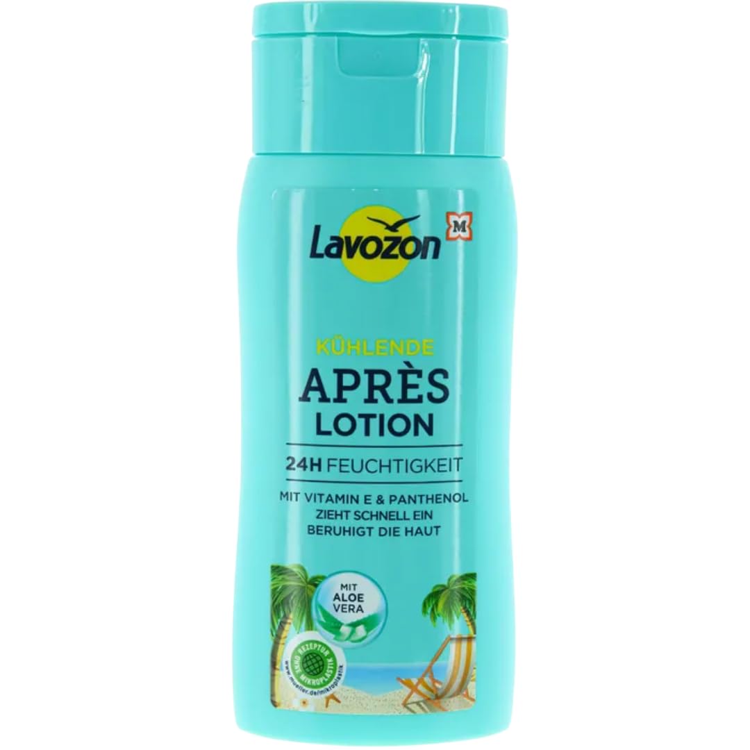 LAVVOZON After-Sun Kühlende Apres Lotion, mit Aloe Vera, Panthenol und Allantoin, 200ml, 4 Er
