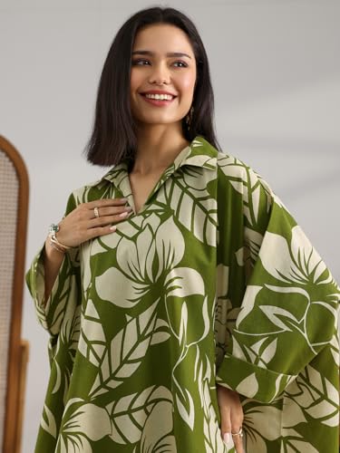 Image of Libas Printed Cotton A Line Kurti Suit