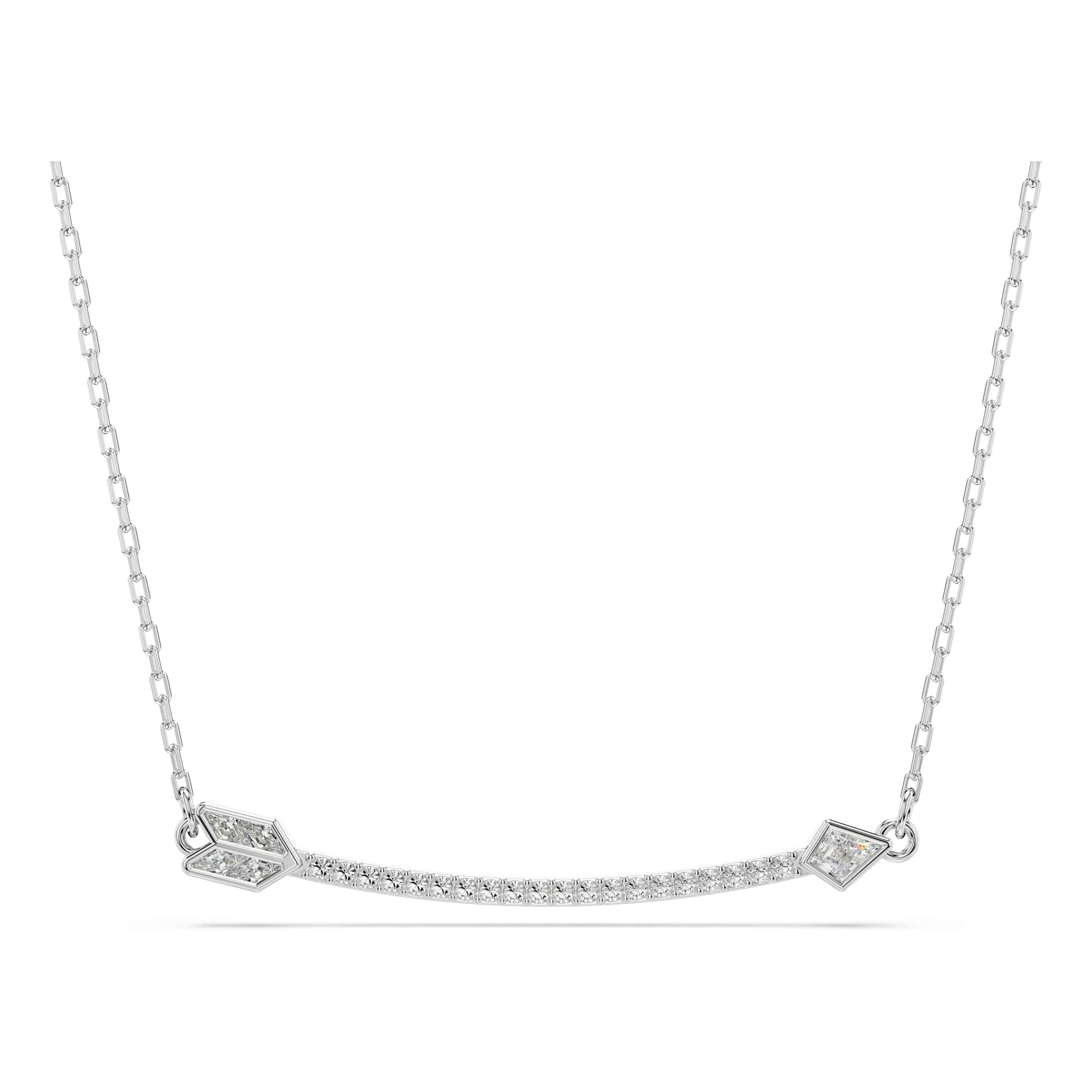 Swarovski Idyllia pendant, Mixed cuts, Arrow, White, Rhodium plated