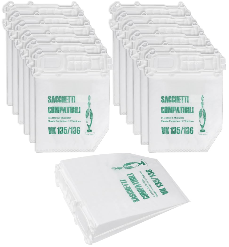 12 Sacchetti per Aspirapolvere Vorwerk Folletto vk135 vk136