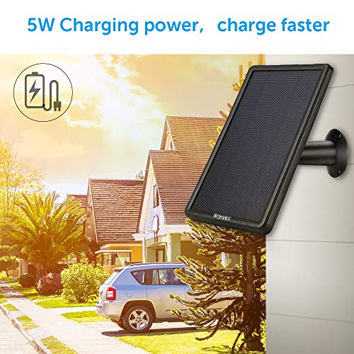 Ctronics Solar Panel Power Supply for Battery Powered IP Outdoor Security Camera Input 5V with 4M Power Cable, Built-in 2400mAh Battery, 360°Adjustable Bracket, Waterproof IP66 - Thumbnail 6