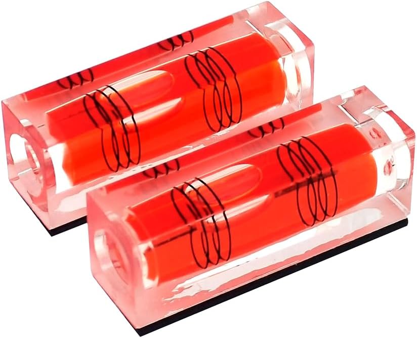 High Precision Mini Level Bubble Small Horizontal Bubble Three Line Horizontal Pearl Level Magnetometer 52 * 20 * 15mm（red magnetic）2PCS