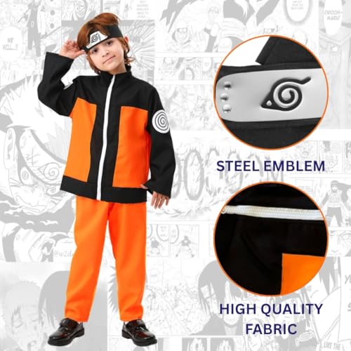 Image of WANNA PARTY Ninja Naru-To Anime Outfit for Halloween, Pretend Play & Dress-Up for Boys, Size 7 to 9 Years