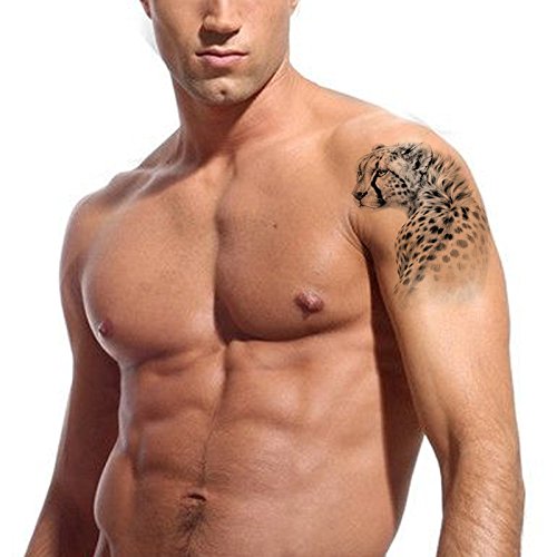 Kotbs 6 Sheets Animal Temporary Tattoos, Black Strong Wolf Tiger Tattoo Stickers For Men Women Adults Waterproof Fake Tattoos #TOP1