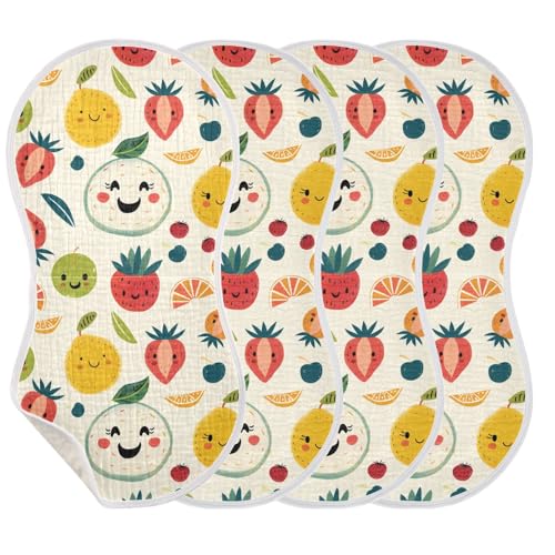 Cute Fruit Cotton Muslin Burp Cloth Good Absorbent Baby Rags and washcloth for Unisex Babies Set of 2, 22x11in3