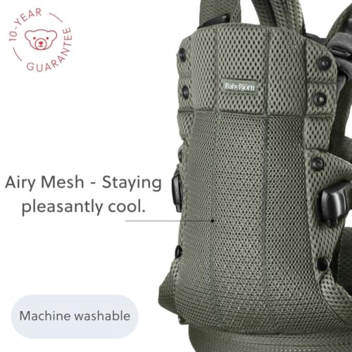 Image of BabyBjorn Baby Carrier Harmony, Dark Green, 3D Mesh | 3-in-1 Ergonomic Baby Carrier; Newborn, Facing-in, Outward-Facing, and Back Carrying Positions Supported (7-40 lbs), Newborn to Toddler