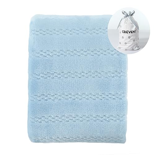 Image of CREVENT 30''X40'' Soft Cozy Warm Baby Blankets for Boys Girls Solid Color - All Season Use - Newborn Essentials (Ice Blue)
