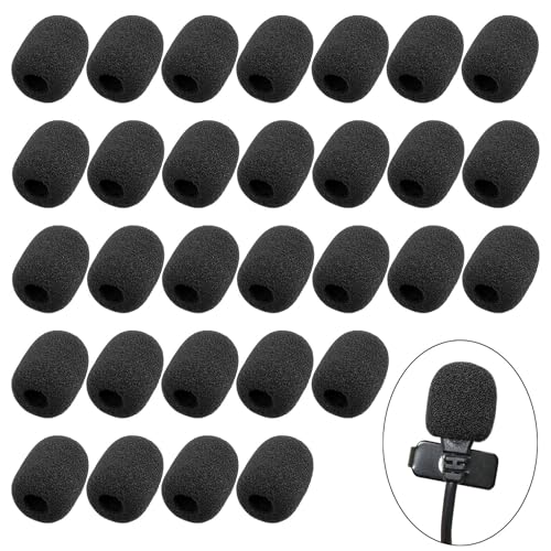 30 Pack Mini Size Lapel Headset Mic Foam Covers Microphone Windscreen, Black