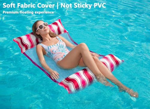 Image of Jasonwell Inflatable Pool Hammock Float - Water Hammock Pool Floaties Multi-Purpose (Saddle Lounge Chair Drifter) 4 in 1 Lake Beach Floating Loungers Swimming Pool Floats Toys for Adults (Rose)