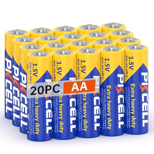 AA Piles Lot de 20 1,5V Haute Performance Zinc Carbone pour Télécommandes,Téléphone Fix,Jouets,Lot de 20,PKCELL