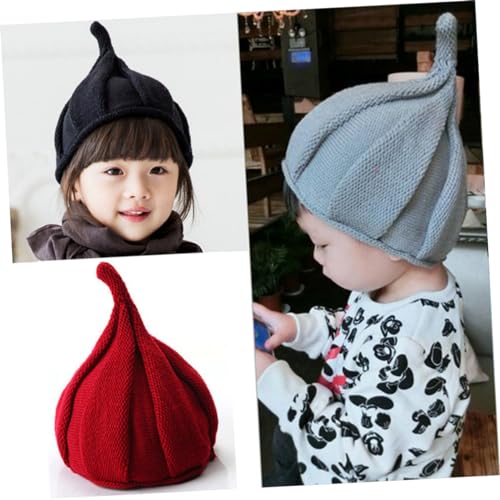 FRCOLOR Knitted Beanie Hat for Pointy Design Red Wine Comfortable Warm Winter Cap for Boys for Easy to Wash and Stylish3