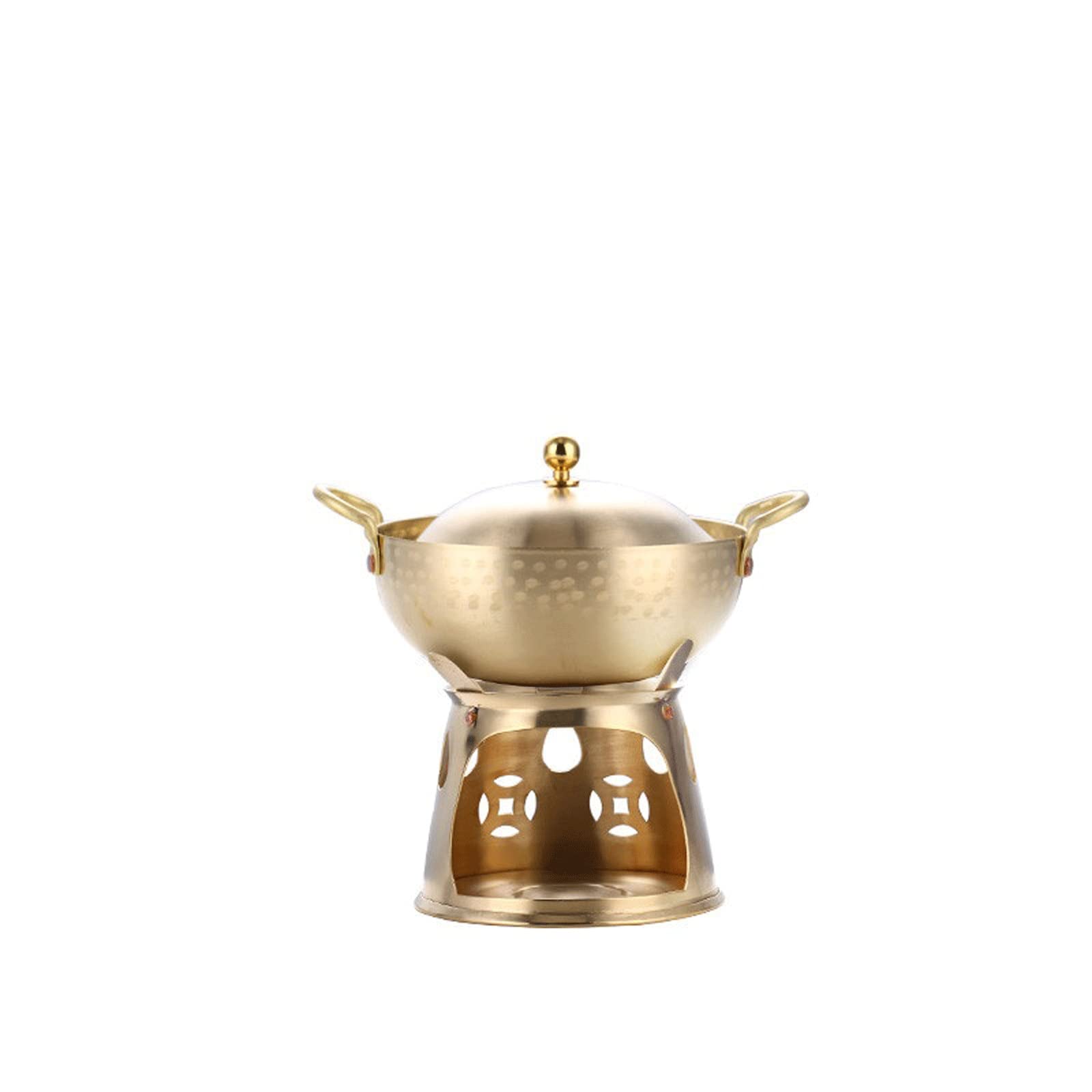 Marmite chinoise en cuivre et acier inoxydable argent pour soupe au charbon