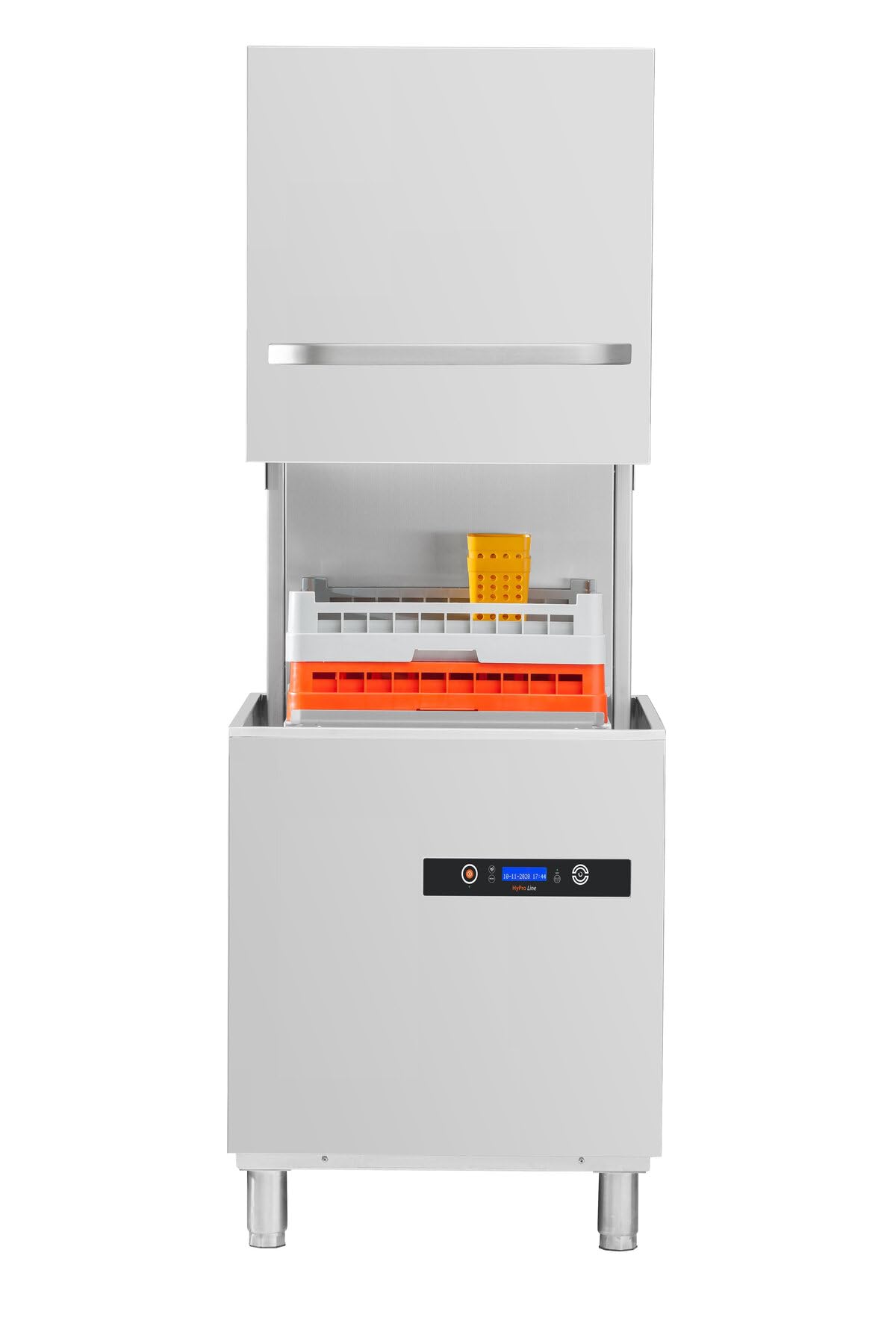 GastroHero HYPRO-HSM54SL - Lavastoviglie per cappa, dimensioni cestello 50 x 50 cm, in acciaio inox, con dosatore per pulizia e risciacquo, pompa di scarico e aumento della pressione, 400 V, made in