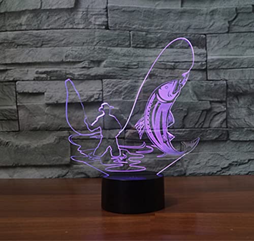 Lámpara nocturna 3D Go Fishing LED con control remoto miniatura 4