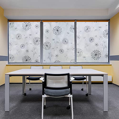 FILMGOO Window Privacy Film 4D Decorative Stained Glass Decals Static Cling Window Sticker Non-Adhesive(Dandelion,17.5 Inch x 6.5 Feet)