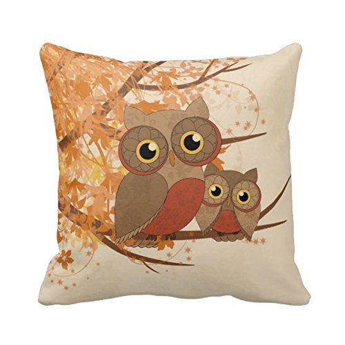 Owls Pattern Cotton Linen Square Throw Pillow Case Decorative Cushion Cover Pillowcase Pillowslip for Home Sofa 18X18 Inch Standard Size