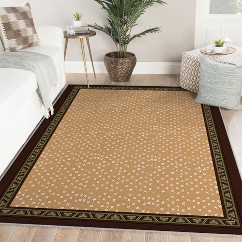 Carpette contemporaine marron clair 60x120cm aux finitions soignées