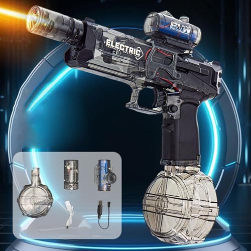 Ultimate Battle Blaster, Battle Blaster Water Gun, Electric Water Gun, Light Automatic Watergun for Kids Adults, Beach Toys Adults, Proof Water Long Range Electric Water Blaster with Light (BLACK)