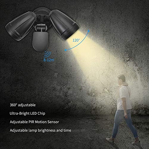 Security Lights with Motion Sensor, 30W 2700LM LED Security Lights with Motion Sensor, 2 Adjustable Head Flood Lights Outdoor, IP65 Waterproof Outdoor Sensor Wall Light for Yard, Porch (Warm White)