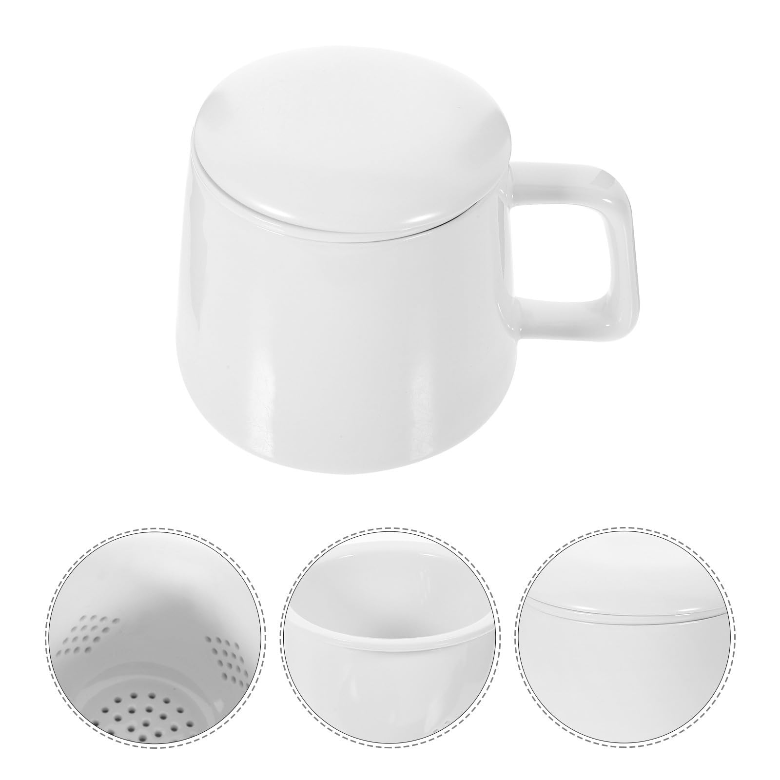 Keramik Teetasse mit Deckel und Filter Weiß Japanischer Stil Handlich und Komfortabel für Einsatz im Restaurant und Zuhause